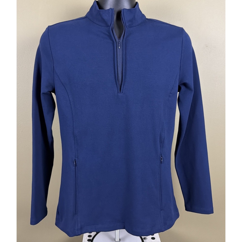 Lands' End Women's Navy 1/4 Zip Starfish Track Jacket Performance Pullover Small